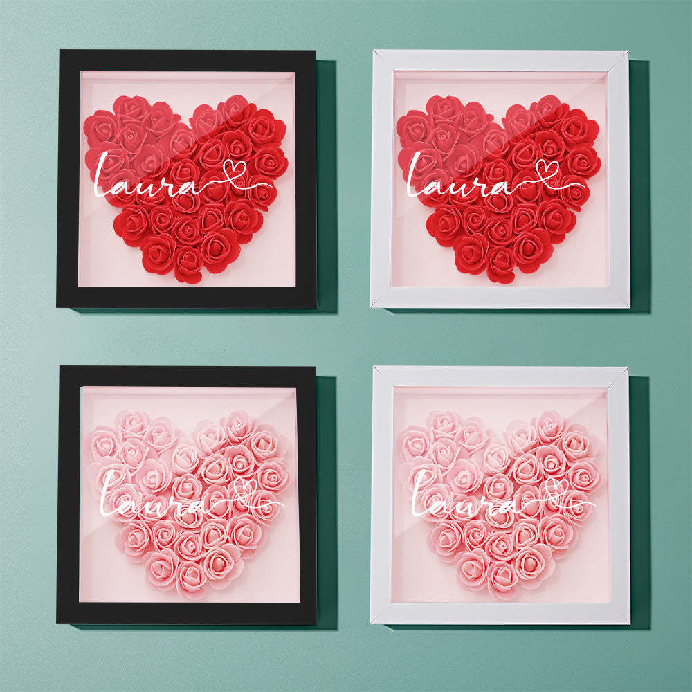 Custom Flower Shadow Box Personalized Name Flower Shadowbox Frame Gift - SantaSocks