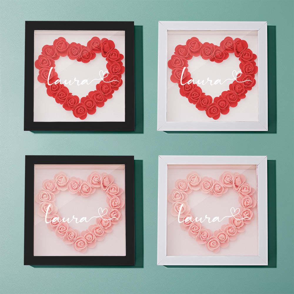 Custom Flower Shadow Box Personalized Name Flower Shadowbox Frame Gift - SantaSocks