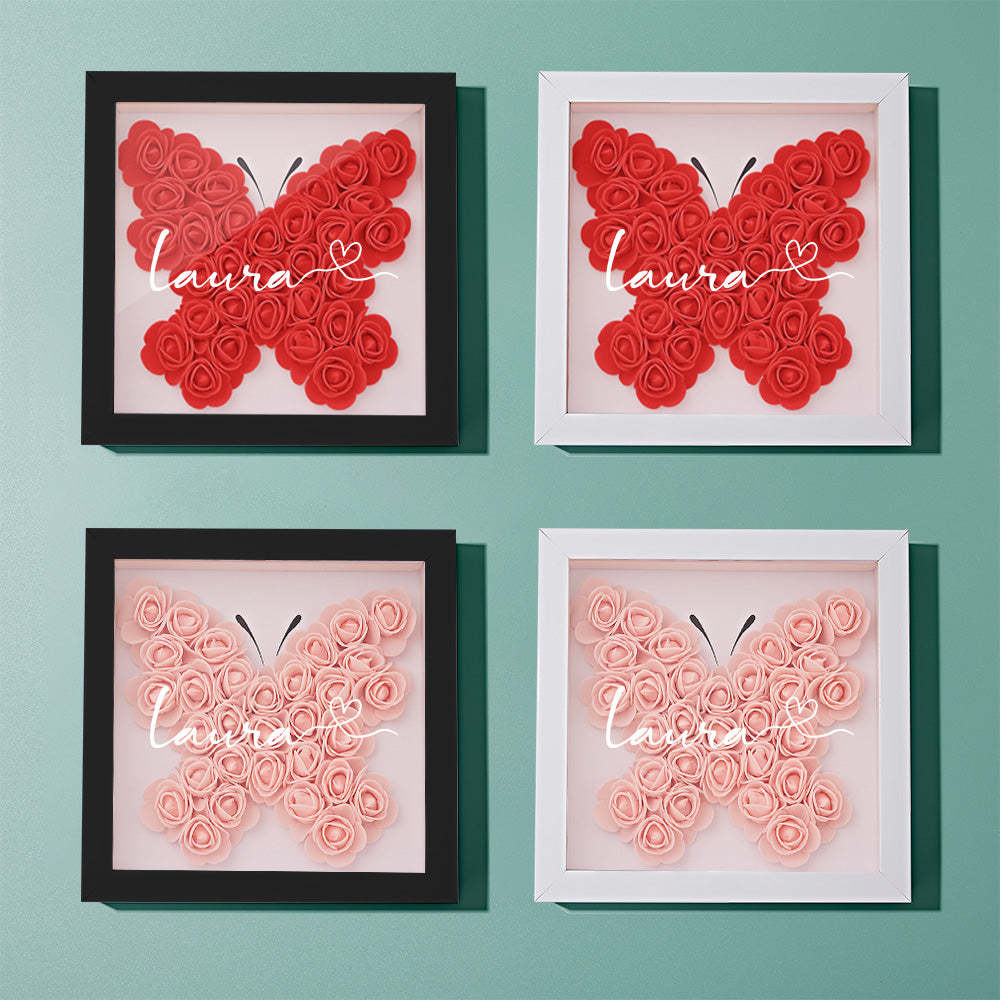 Custom Flower Shadow Box Personalized Name Flower Shadowbox Frame Gift - SantaSocks