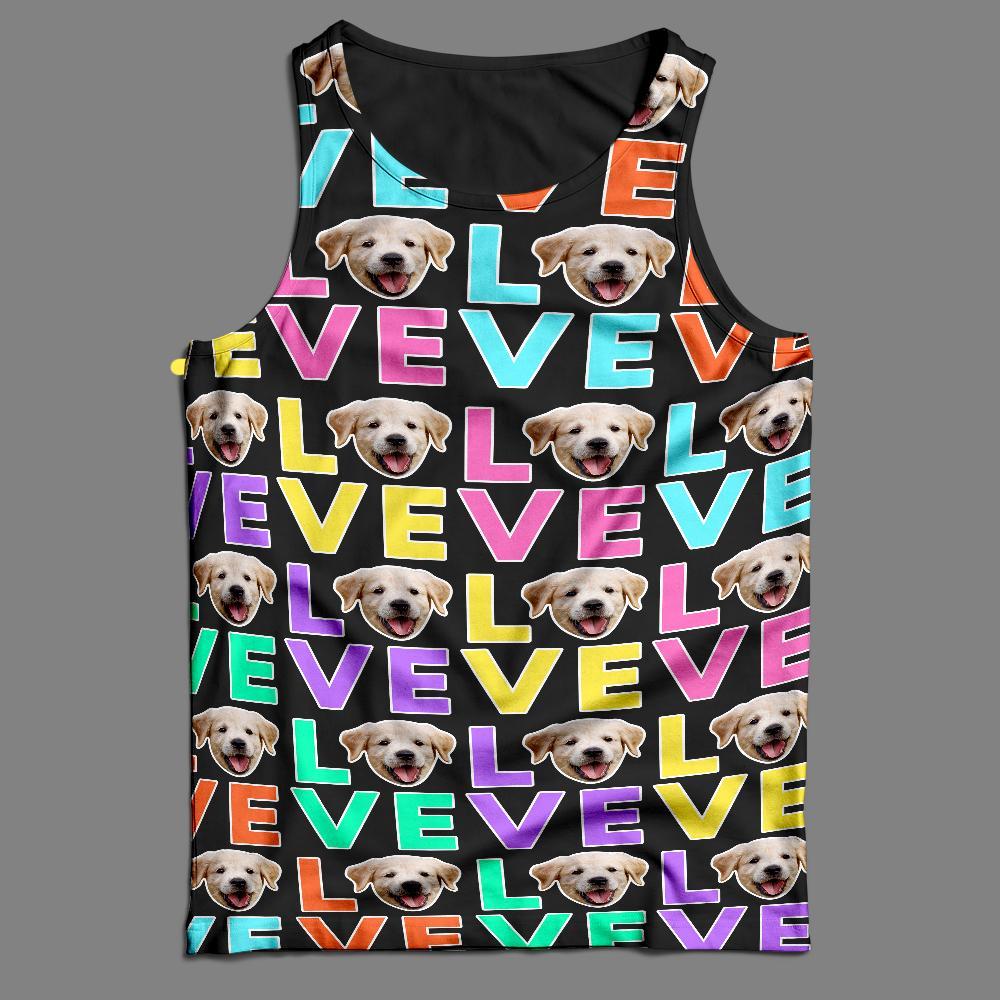 Custom Face Tank Top LOVE - MyFaceSocksUK