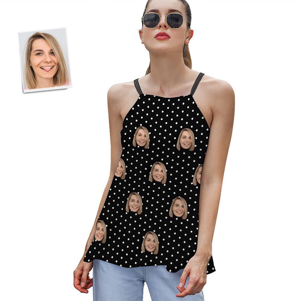 Custom Face Women's Strappy Camisoles Summer Sexy Loose Cute Tanks Tops - Polka - MyFaceSocksUK