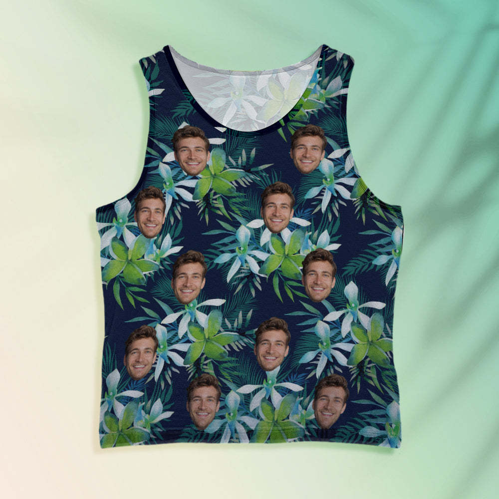 Custom Face Tank Tops Men's Sleeveless Shirt Leaves Petal - MyFaceSocksUK
