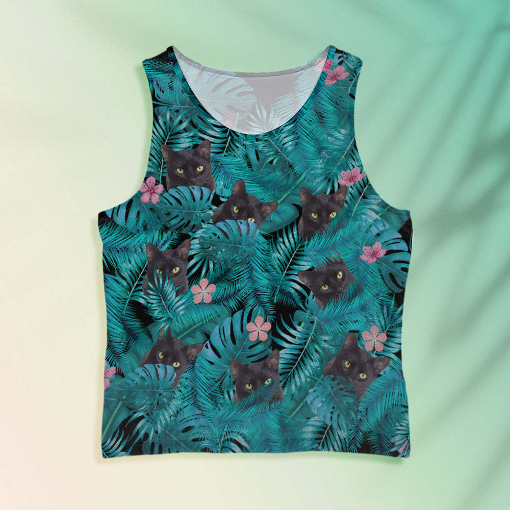 Custom Face Tank Tops Men's Sleeveless Shirt Black Cat - MyFaceSocksUK