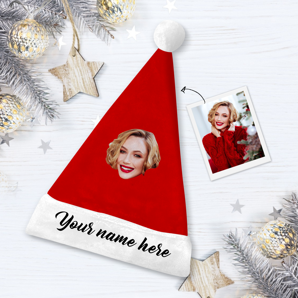 Custom Face Santa Hat With Your Text