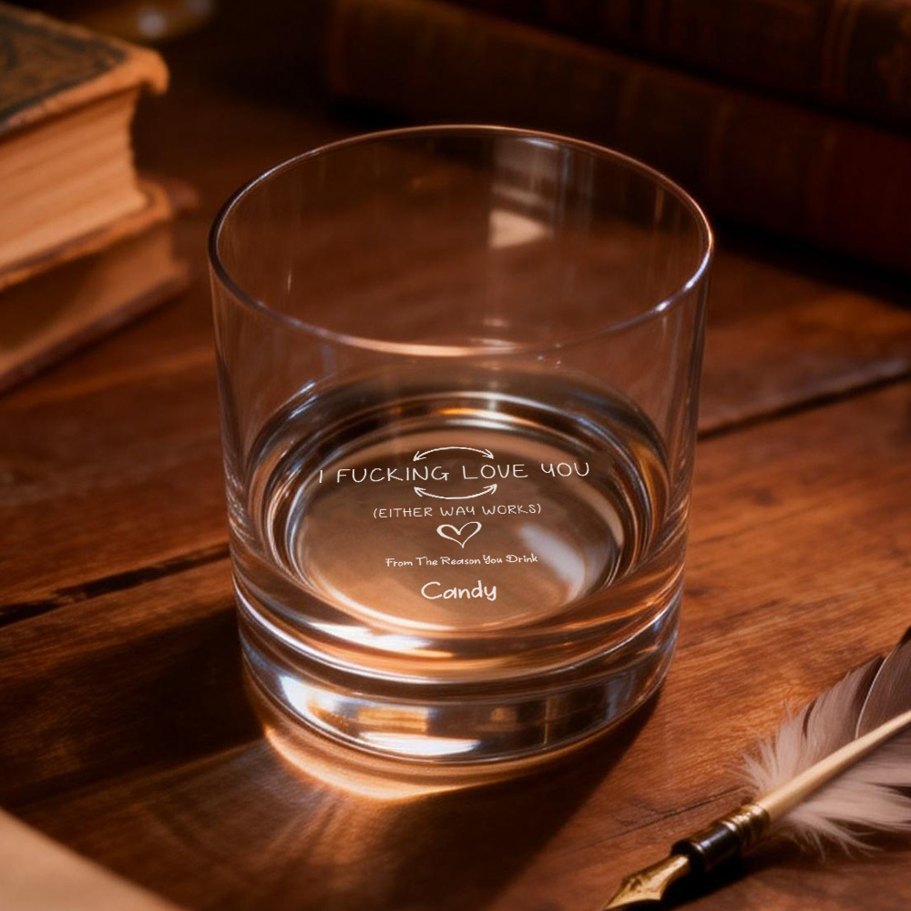 Custom Fucking Love You Whiskey Glass Valentines Gifts For Husband Valentine's Day Gifts For Him - MyFaceSocksUK