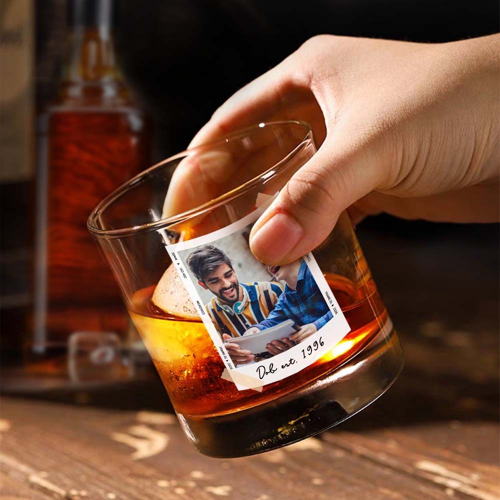 Dad Gifts, Gifts For Dad, Custom Photo Dad Est Whiskey Glass, Grandpa Gift, Dad Glass, Gifts For Him, Portrait Photo Grandpa Glass, New Dad - MyFaceSocksUK