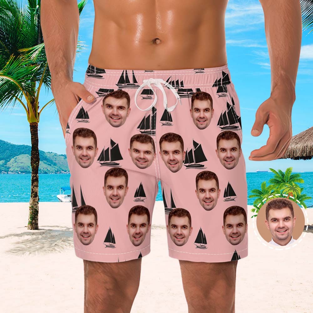 Custom Men's Beach Shorts Men's Face Shorts Yawl Design - MyFaceSocksUK
