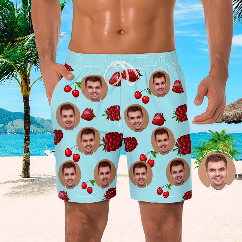 Custom Men's Beach Shorts Men's Photo Shorts Fruit Design - MyFaceSocksUK