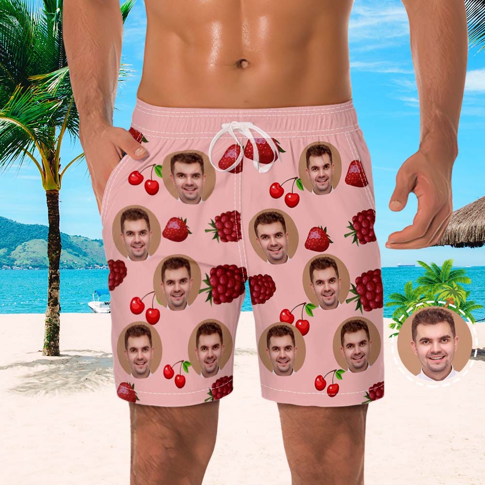Custom Men's Beach Shorts Men's Photo Shorts Fruit Design - MyFaceSocksUK