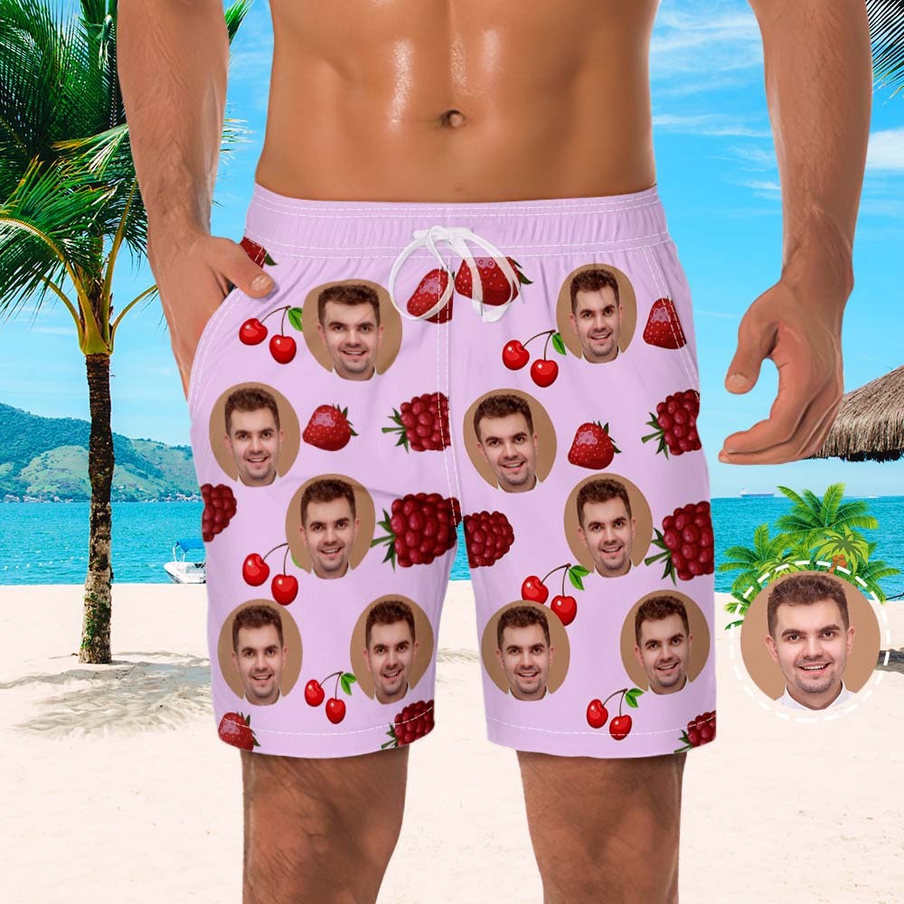 Custom Men's Beach Shorts Men's Photo Shorts Fruit Design - MyFaceSocksUK