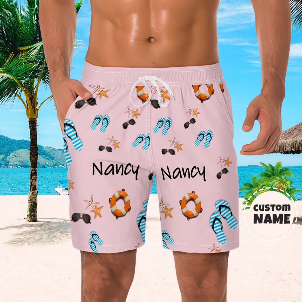 Custom Men's Shorts Custom Name Summer Beach Shorts - MyFaceSocksUK