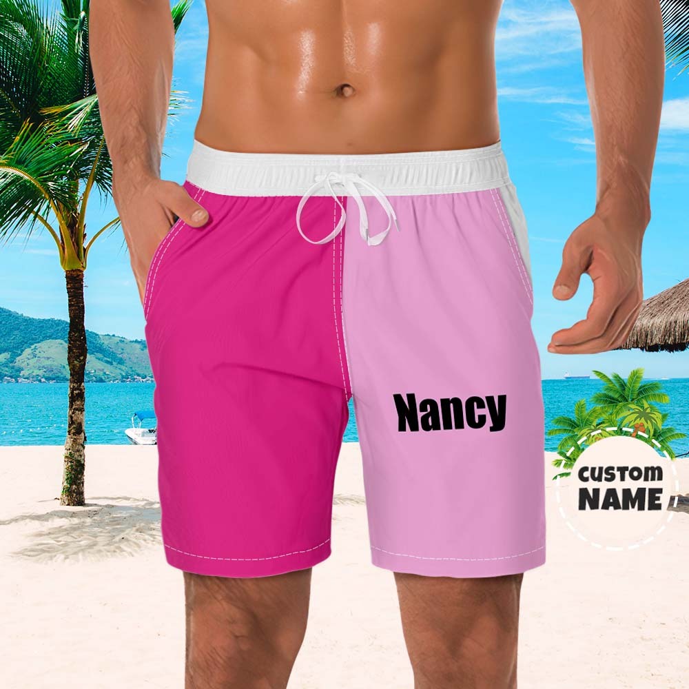 Custom Men's Beach Shorts Custom Name Swim Trunk-Contrast Color - MyFaceSocksUK