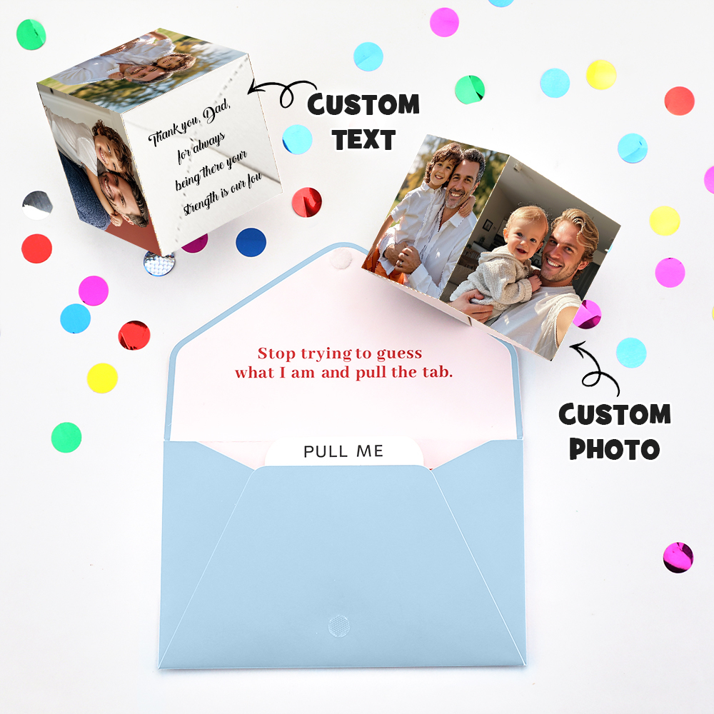 Personalized Surprise Confetti Card Fathers Day Exploding Box Card Custom Photo 3D Pop-Up Greeting Card - MyFaceSocksUK