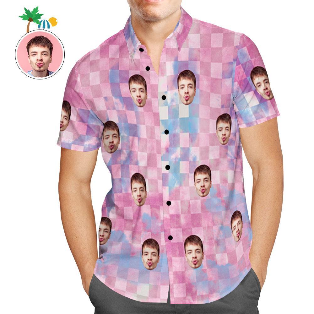 Custom Hawaiian Shirts Tie-Dye Checkered Design Aloha Beach Shirt For Men