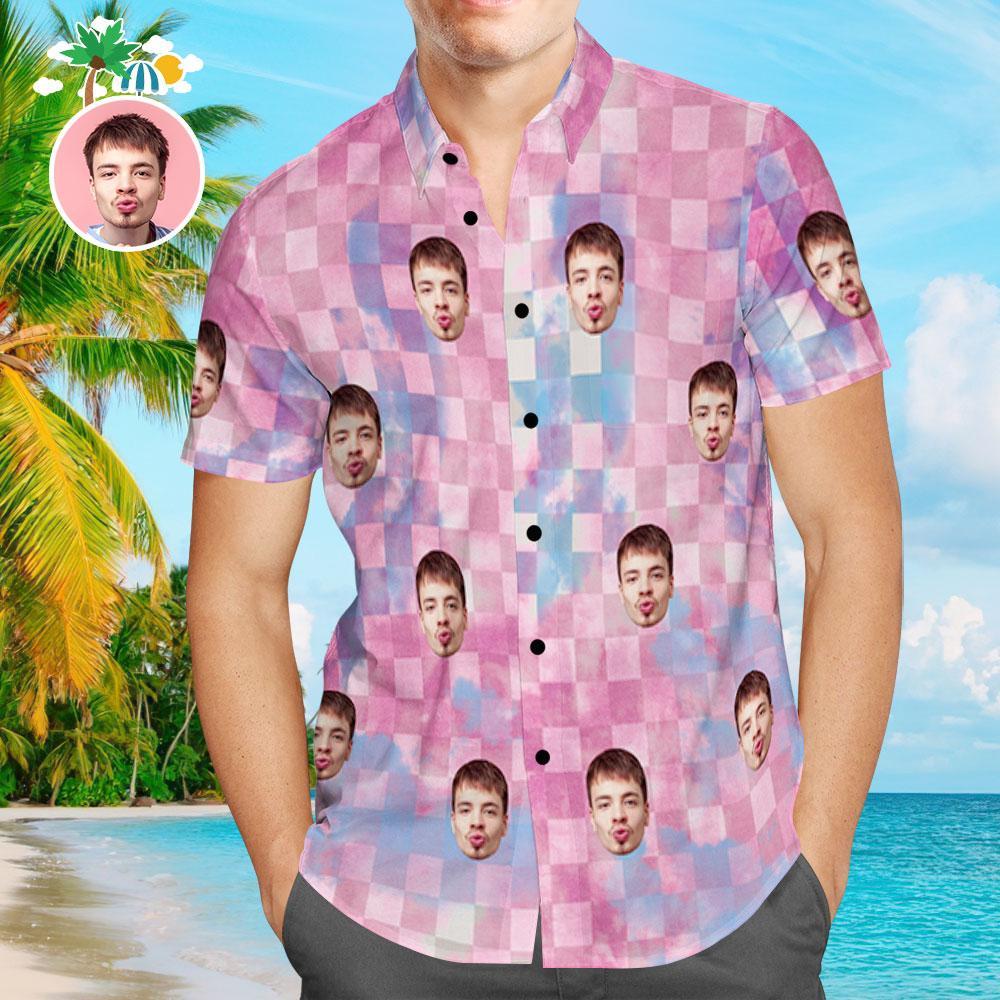 Custom Hawaiian Shirts Tie-Dye Checkered Design Aloha Beach Shirt For Men
