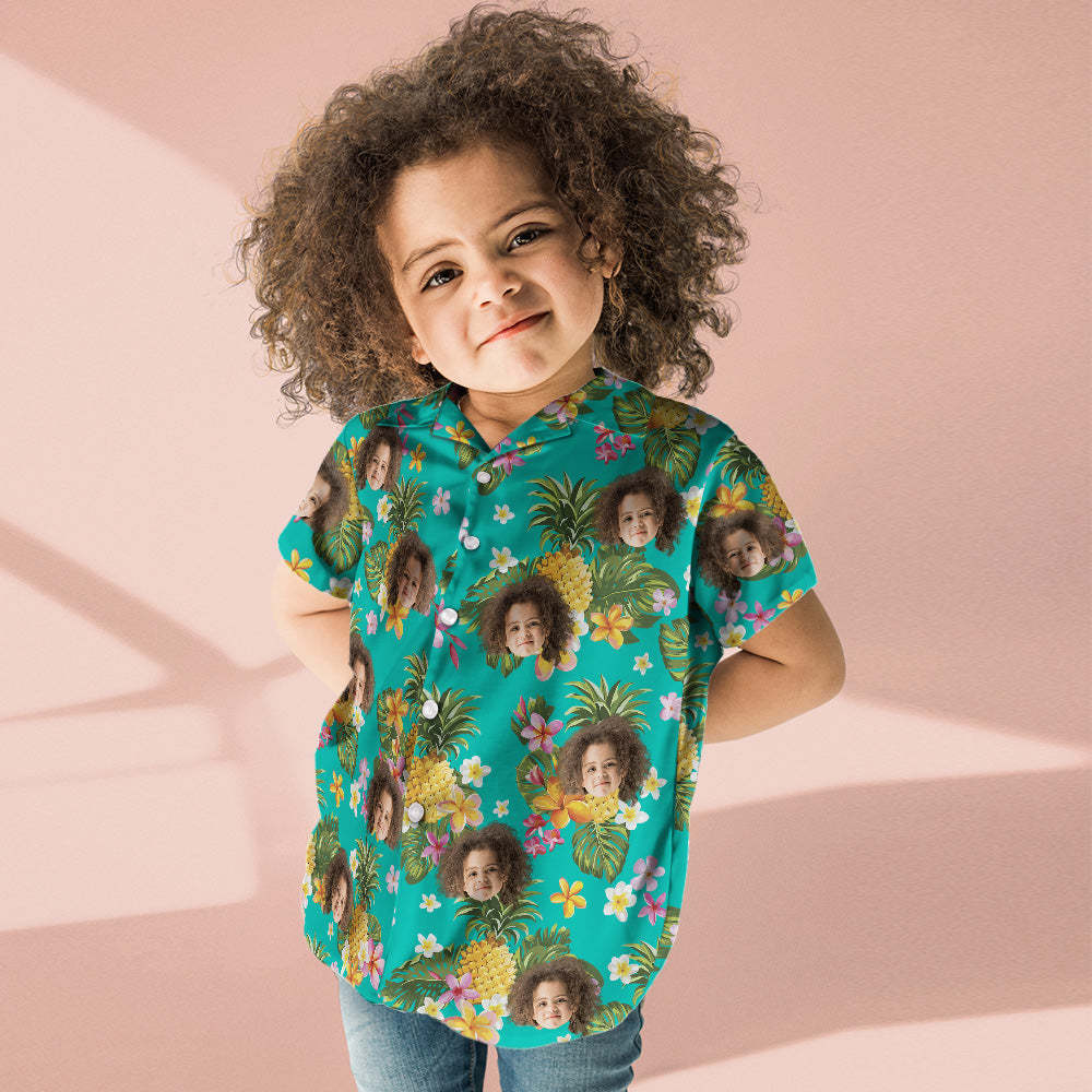 Custom Photo Hawaiian Shirt Couple Outfit Parent-child Wears Face Hawaiian Shirt Gift - MyFaceSocksUK