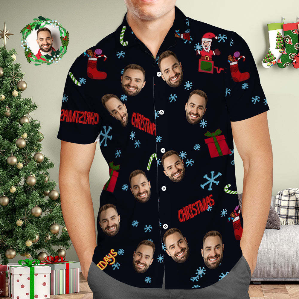 Custom Face Hawaiian Shirt Personalized Photo Hawaiian Shirts Christmas Gifts for Him - Myfacesocks