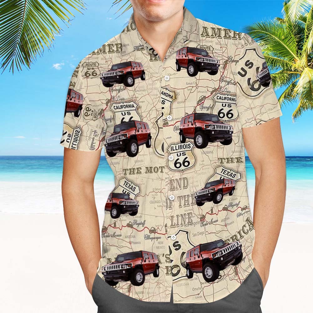 Custom Face Hawaiian Shirt Summer Car Lover Face Hawaiian Shirt - MyFaceSocksUK