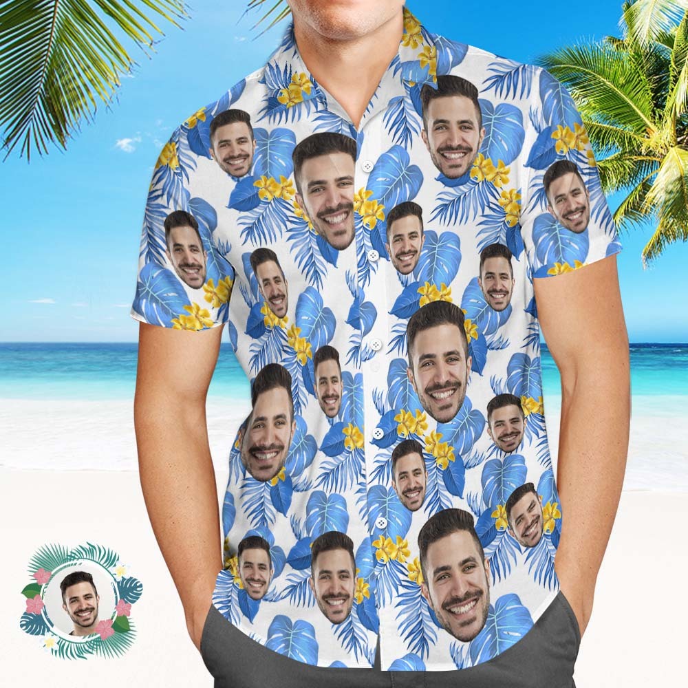 Personalized Face Hawaiian Shirt Wine Glass Hawaiian Shirt Men Summer Face Gift Idea - MyFaceSocksUK