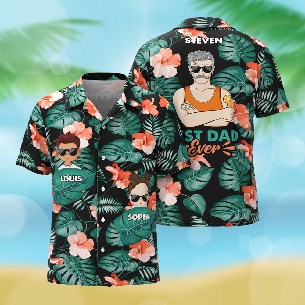 Custom Cartoon Hawaiian Shirt Best Dad Papa Ever Birthday Loving Gift For Father Grandpa Grandfather Custom Name Fathers Day Shirt Gift - MyFaceSocksUK