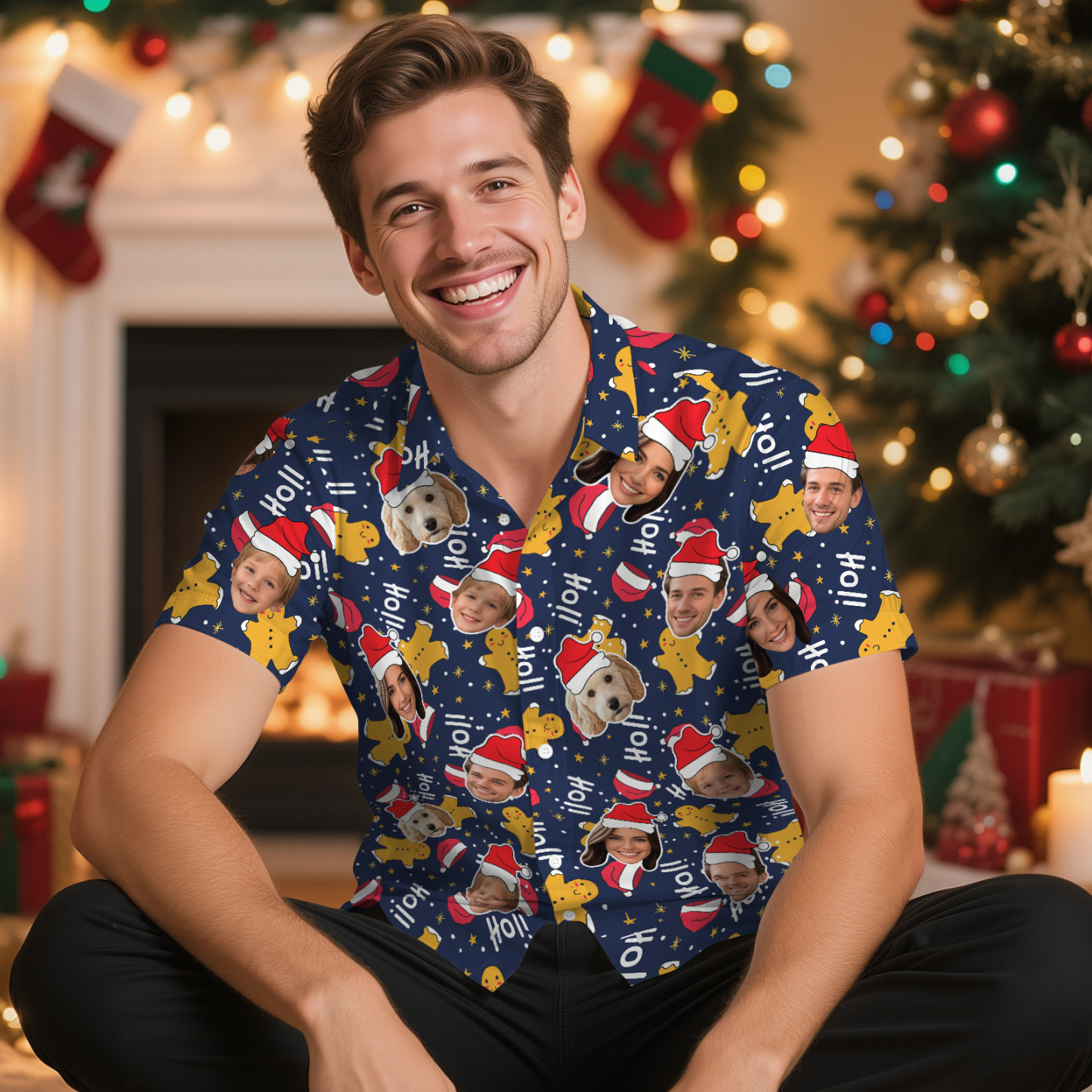 Personalized Face Christmas Shirt Merry Christmas Multi-face Hawaiian Shirt  Gift for Family Friends Xmas Gift - MyFaceSocksUK