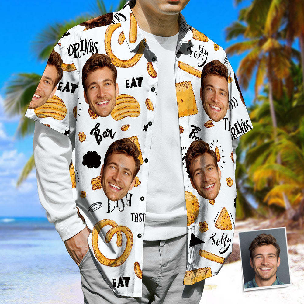 Custom Face Hawaiian Shirt, Potato Chips & Onion Rings Casual Tropical Summer Shirt