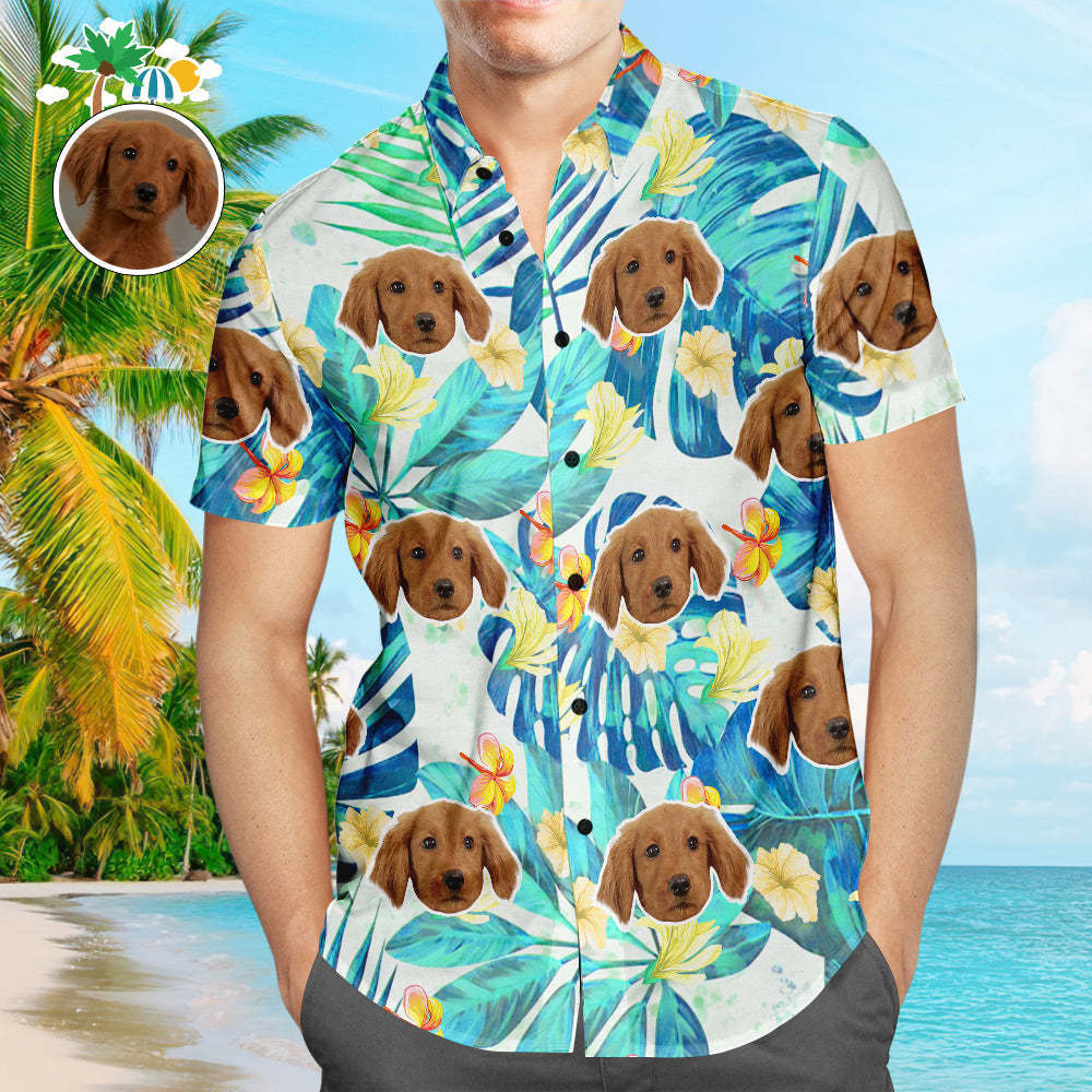 Custom Face Hawaiian Shirt Vintage Flower Plant Men's Popular All Over Print Hawaiian Beach Shirt Holiday Gift - MyFaceSocksUK