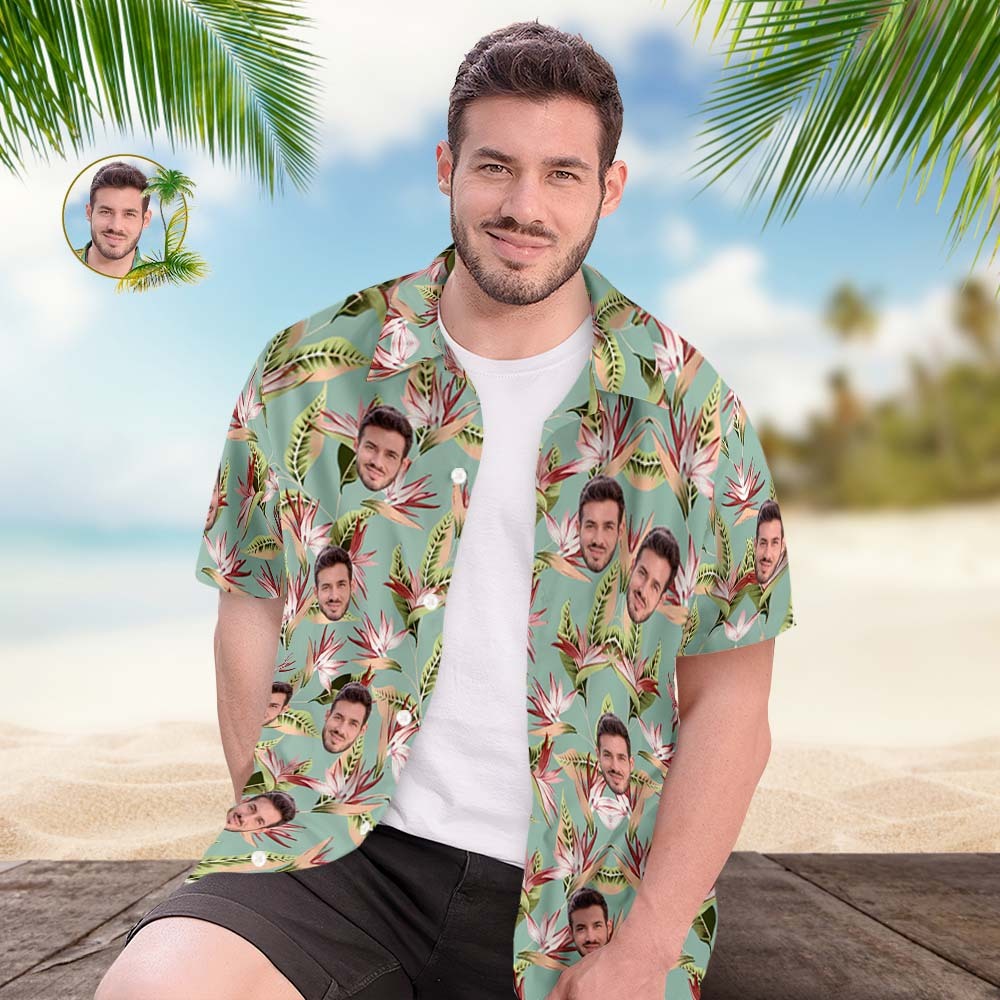 Custom Face Hawaiian Shirt Men's All Over Print Aloha Shirt Gift - Retro Style - MyFaceSocksUK