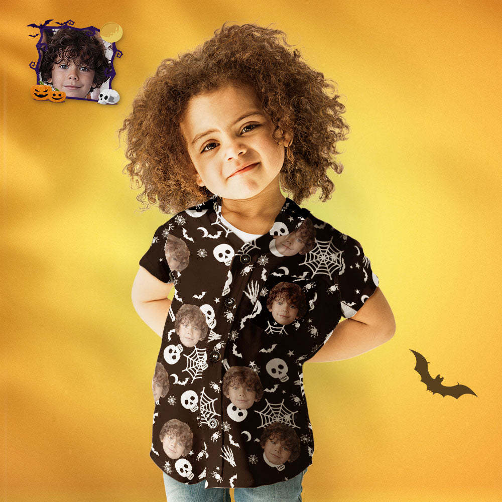 Kid's Custom Face Funny Halloween Print Personalized Halloween Hawaiian Shirt - MyFaceSocksUK