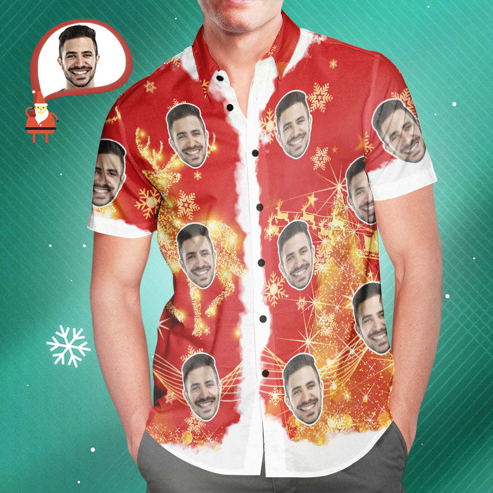 Men's Custom Face Merry Christmas Personalized Hawaiian Shirt Christmas Gift - MyFaceSocksUK