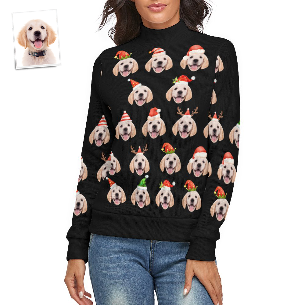 Custom Face Women Christmas Pet Theme Sweater Spandex Comfortable - MyFaceSocksUK