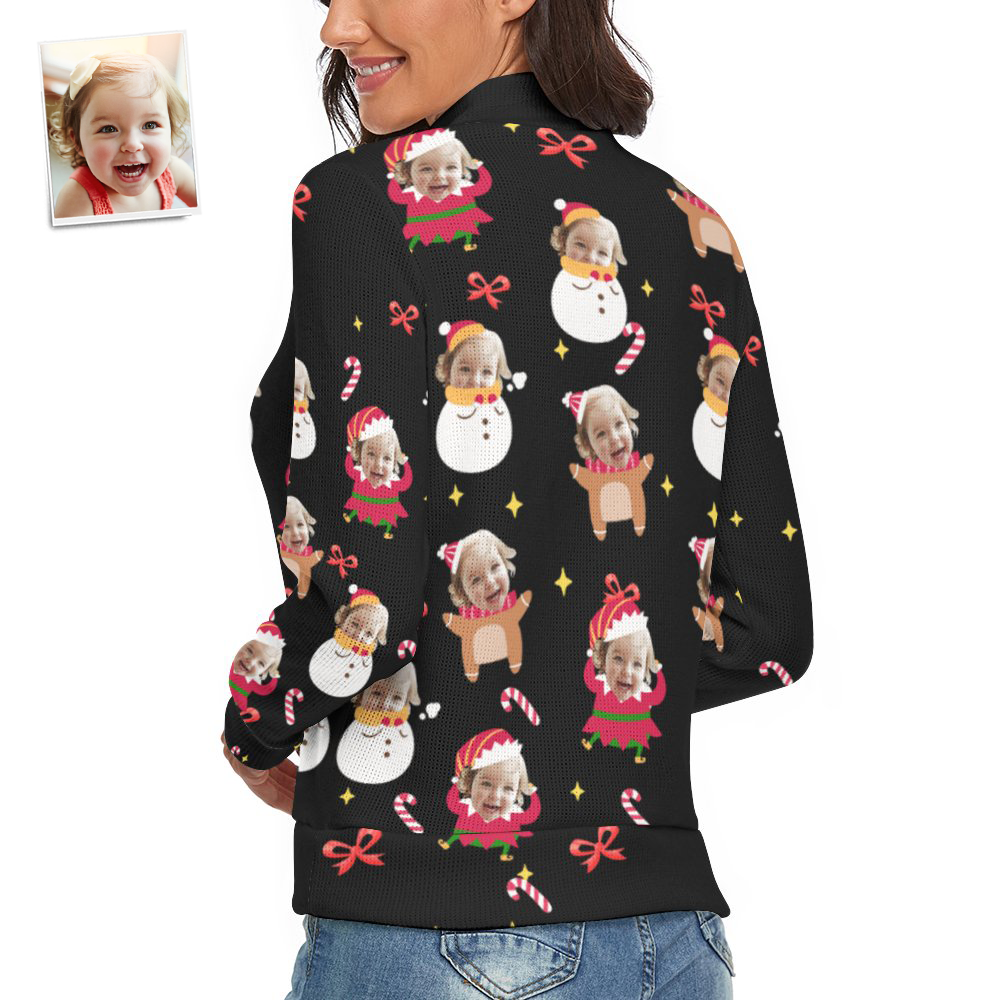 Custom Face Women Christmas Sweater Lively And lovely Spandex Comfortable - MyFaceSocksUK