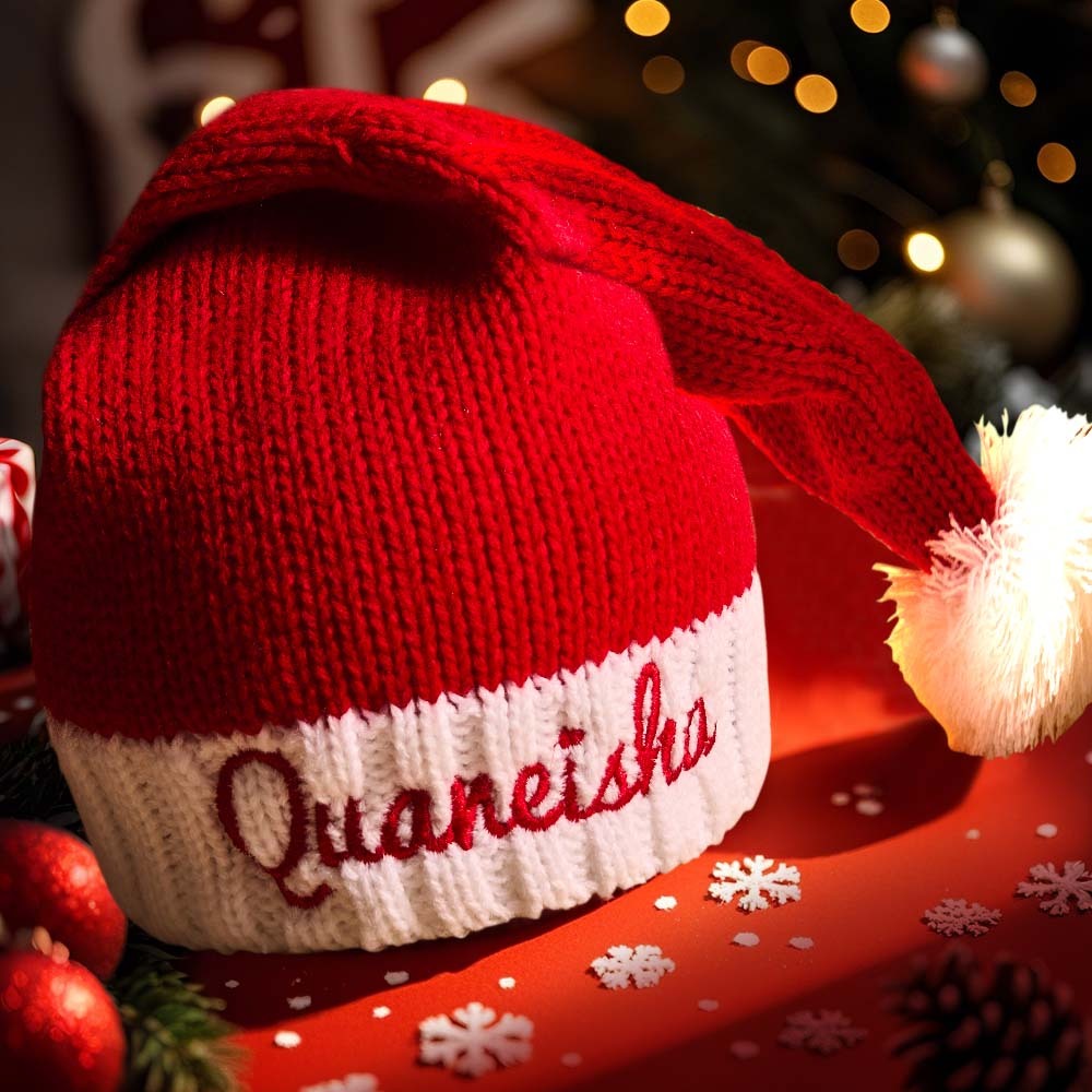 Personalized Christmas Hat Embroidered Name Santa Hat Christmas Gift for Family - MyFaceSocksUK