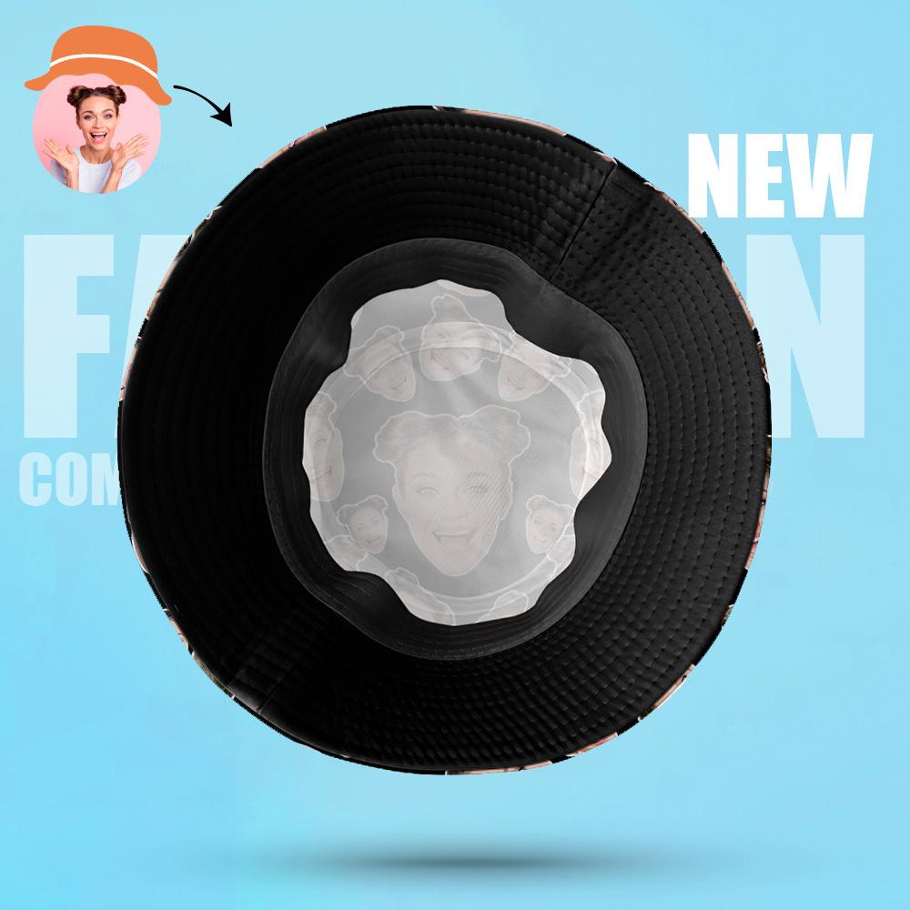 Custom Mash Face Bucket Hat Unisex Face Bucket Hat Summer Outdoor Hat for Valentine - MyFaceSocksUK