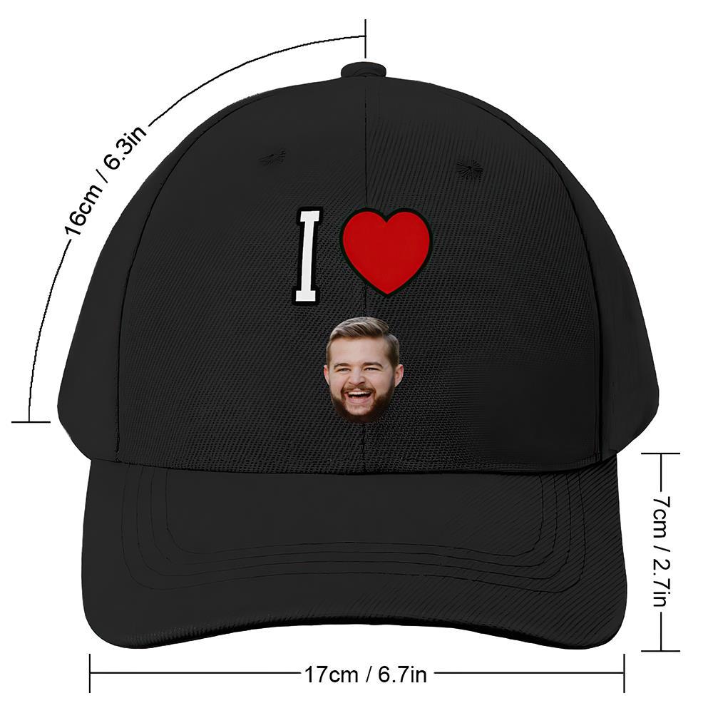 Custom Cap Personalised Face Baseball Caps Adults Unisex Printed Fashion Caps Gift - I Love - MyFaceSocksUK