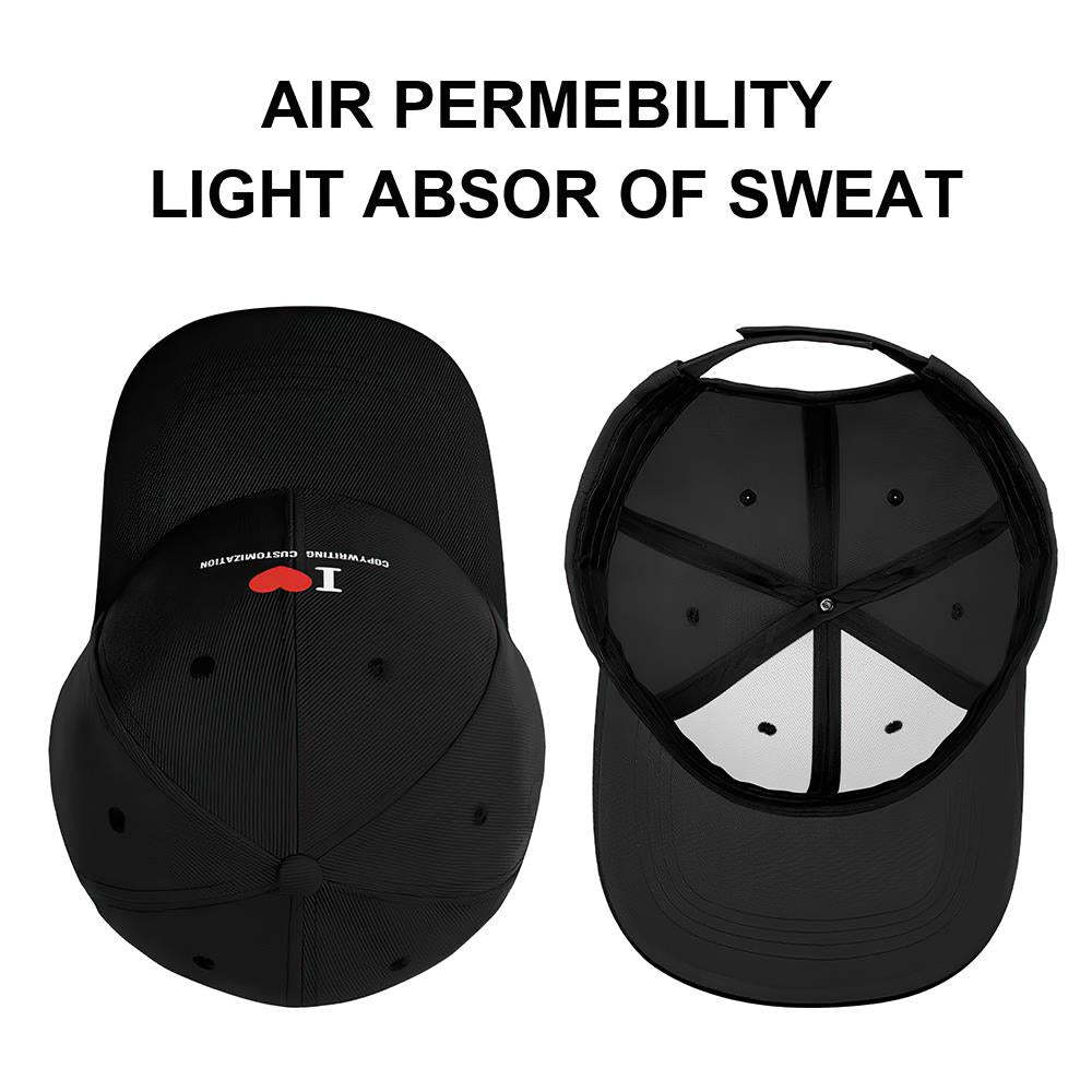 Custom Cap Personalised Baseball Caps with Text Adults Unisex Printed Fashion Caps Gift - I Love - MyFaceSocksUK