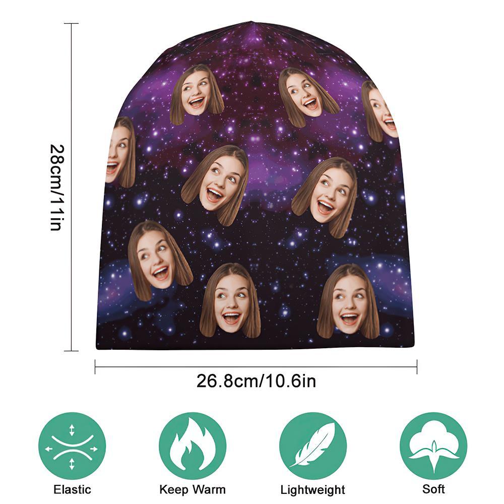 Custom Full Print Pullover Cap Personalized Photo Beanie Hats Gift for Her - Starry Sky - MyFaceSocksUK