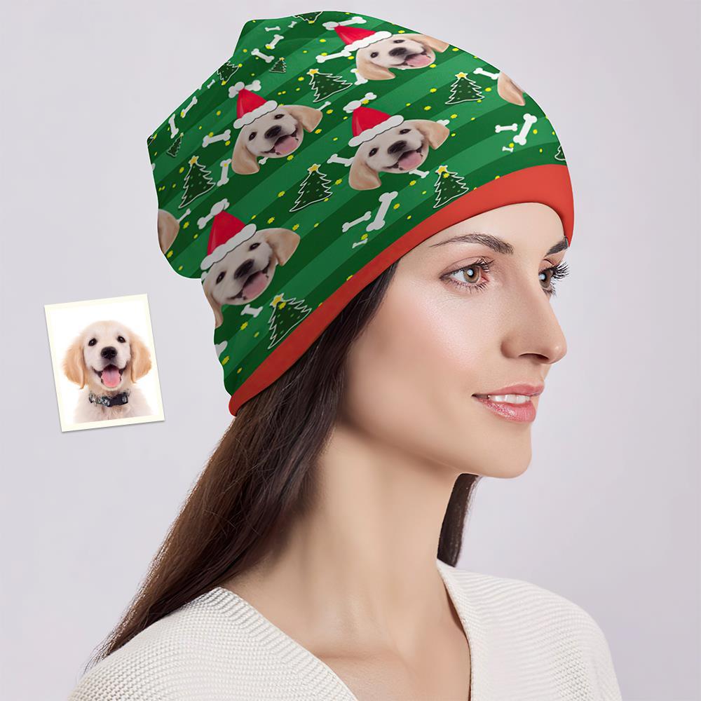 Custom Full Print Pullover Cap Personalized Photo Beanie Hats Christmas Gift for Her - Cute Dog - MyFaceSocksUK