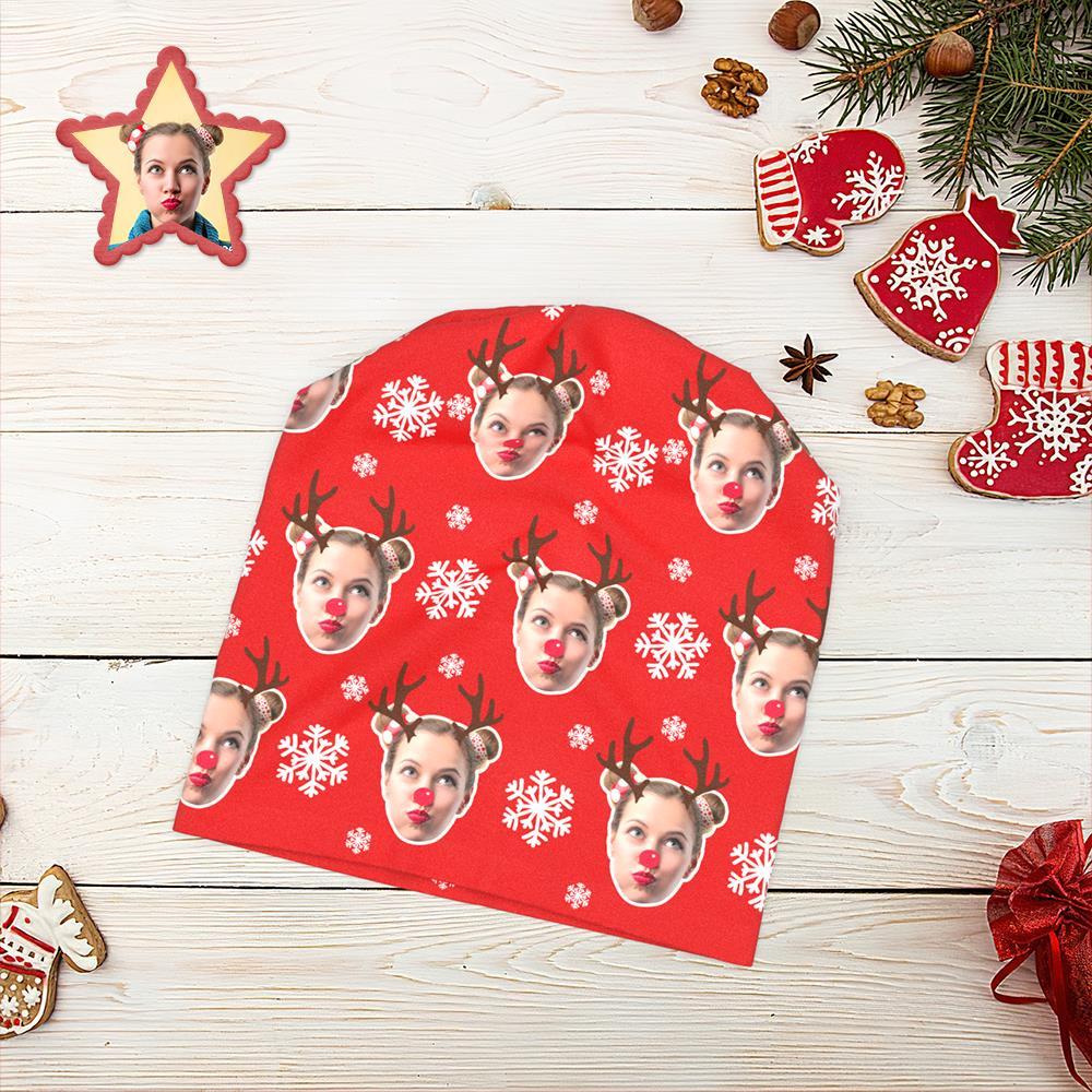 Custom Full Print Pullover Cap Personalized Photo Beanie Hats Christmas Gift for Her - Elk - MyFaceSocksUK