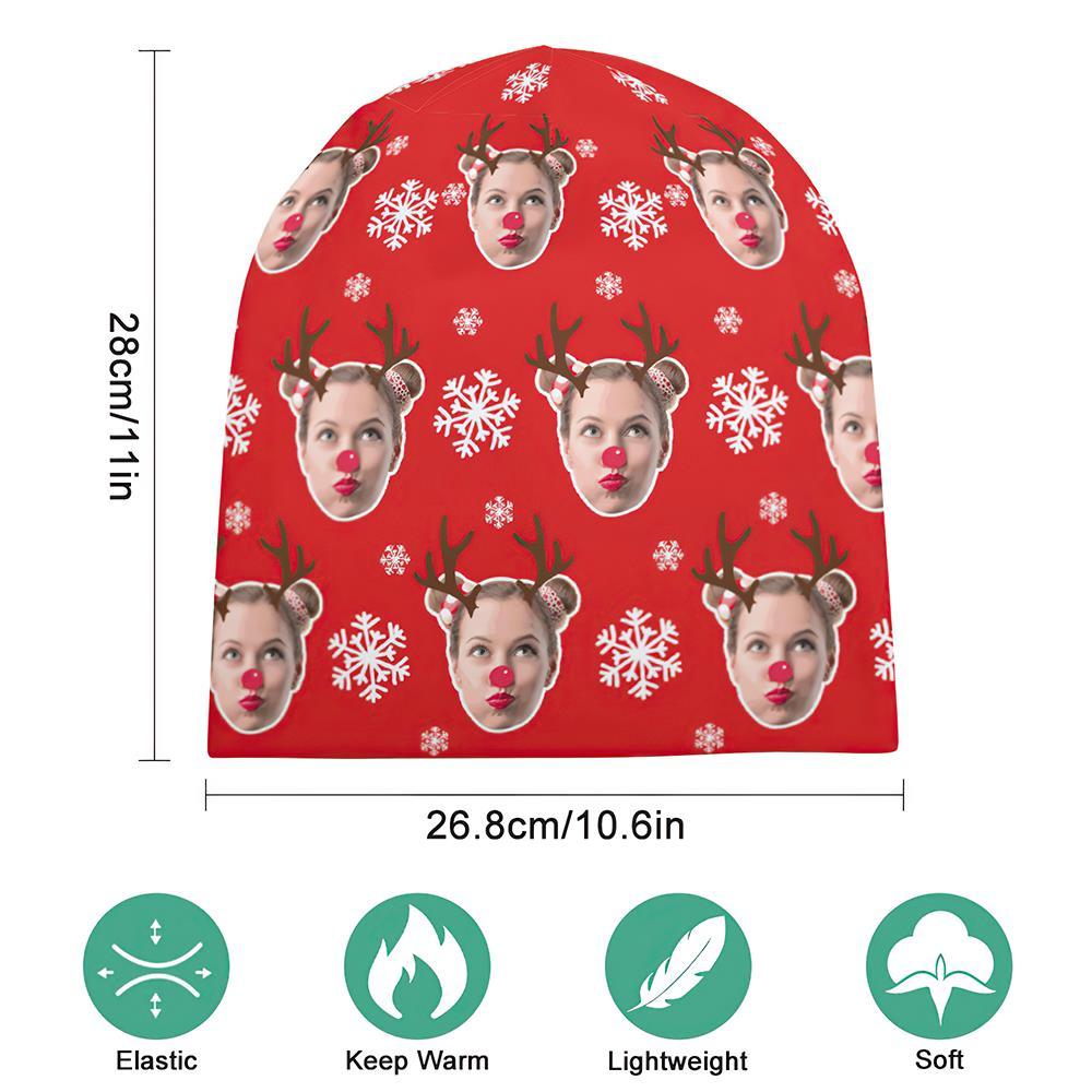 Custom Full Print Pullover Cap Personalized Photo Beanie Hats Christmas Gift for Him - Elk - MyFaceSocksUK
