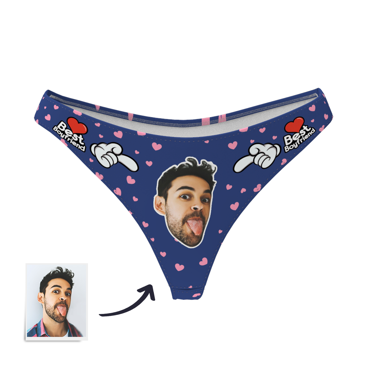 Women's Custom Face Thong Panty - Best Boyfriend - MyPhotoSocks