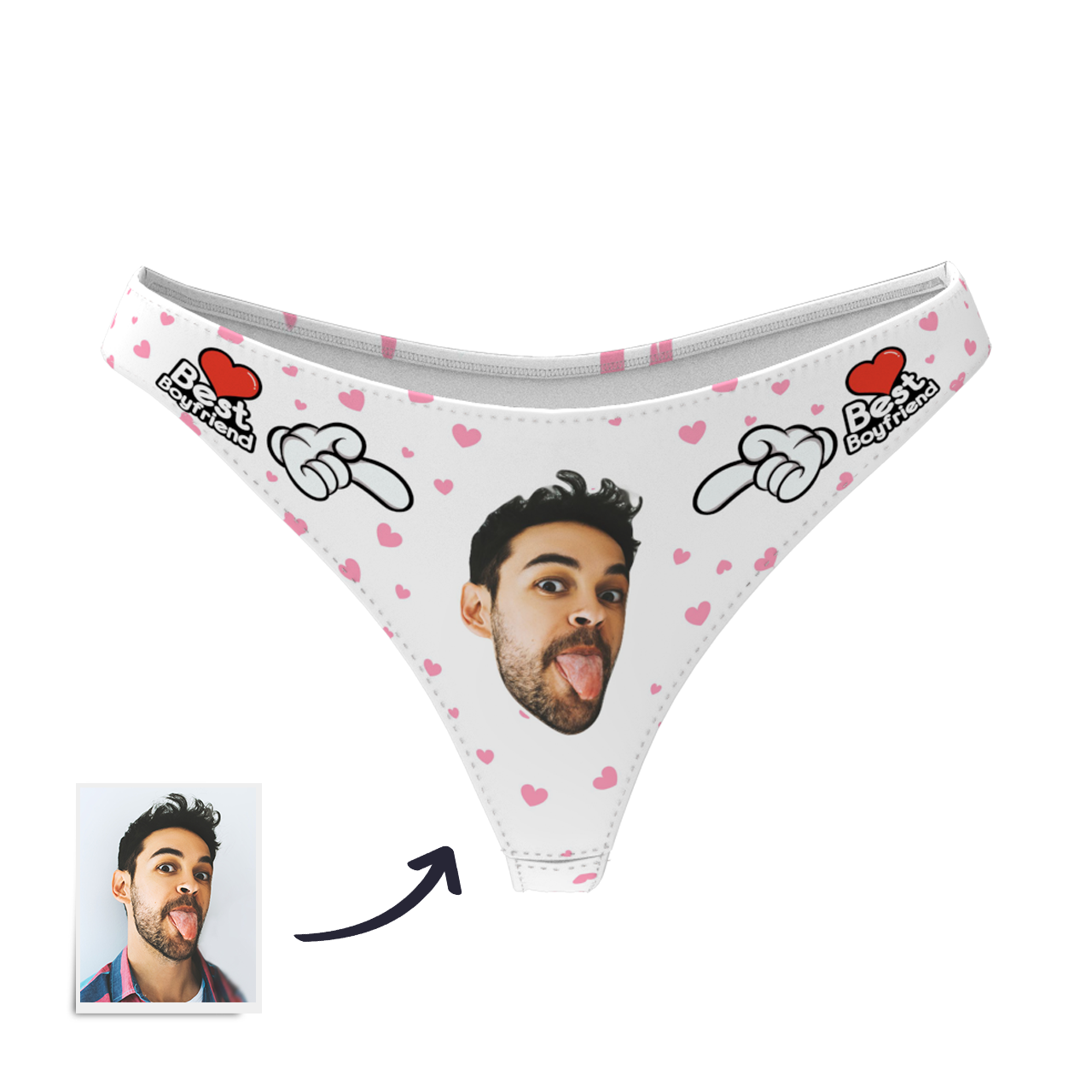 Women's Custom Face Thong Panty - Best Boyfriend - MyPhotoSocks