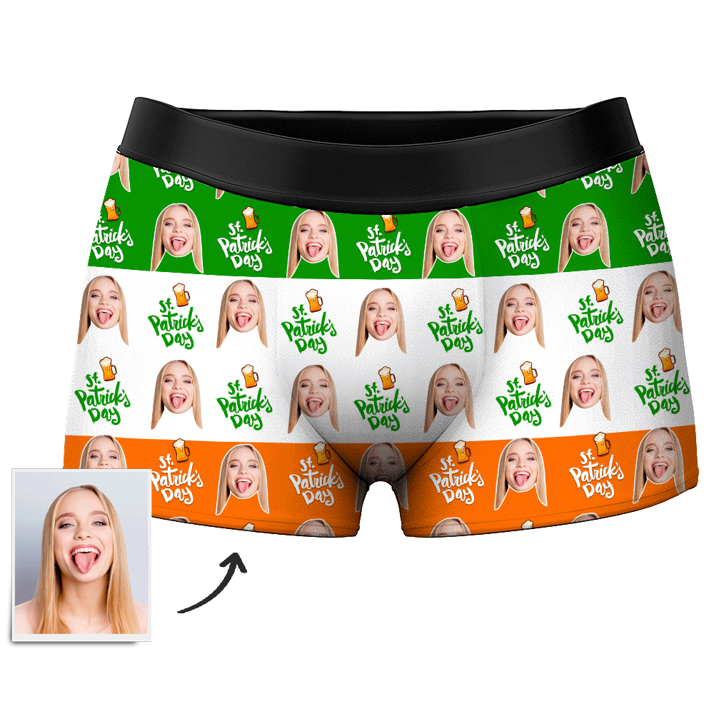 Men's Custom Face Boxer Shorts - St.Patrick's Day - Myfacesocksuk