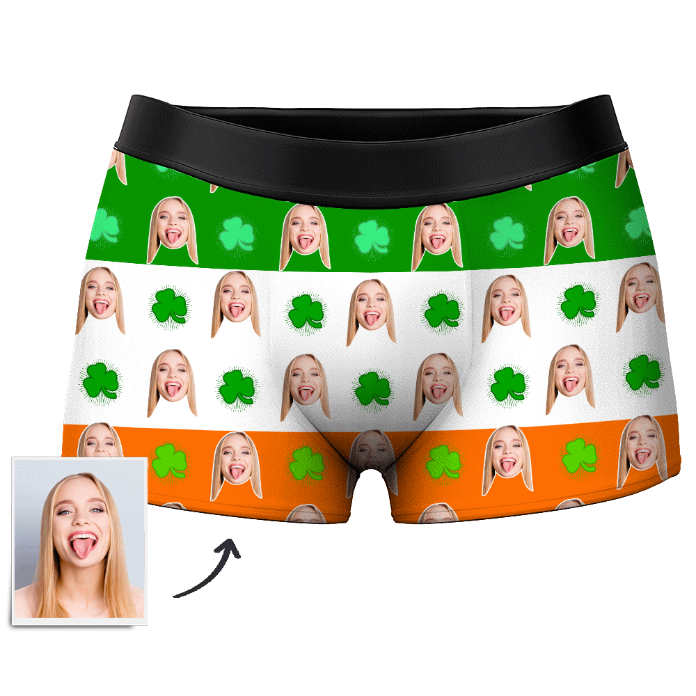 Men's Custom Face Boxer Shorts - Lucky clover - Myfacesocksuk