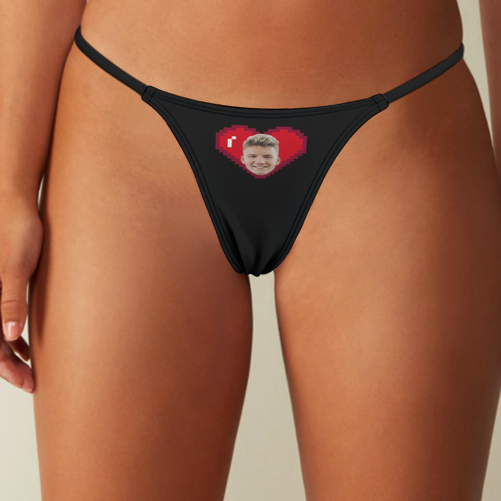 Custom Thongs Valentine Gift Face Photo Panties Funny Underwear Briefs Kiss Me Love Thong - MyFaceSocksUK