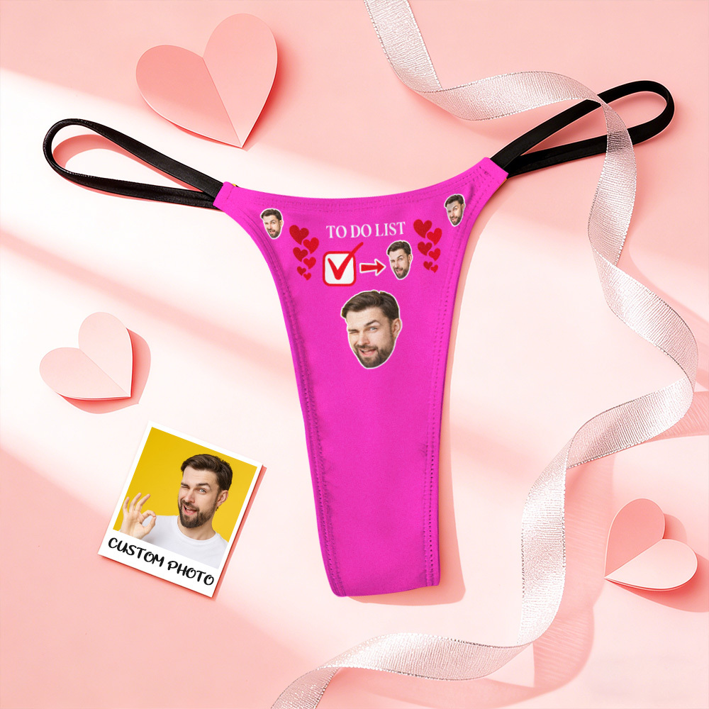 Custom Thongs Valentine Gift Face Photo Panties Funny Underwear Briefs Kiss Me Love Thong - MyFaceSocksUK