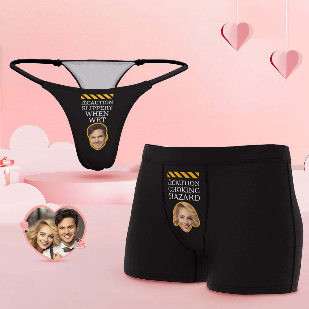 Custom Face Couple Underwear CHOKING HAZARD Personalized Underwear Valentine's Day Gift - MyFaceSocksUK
