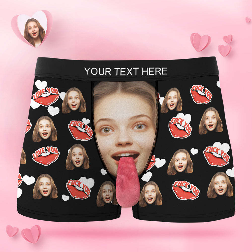 Custom Face Underwear Personalized Magnetic Tongue Underwear Love You Valentine's Gifts for Couple - MyFaceSocksUK