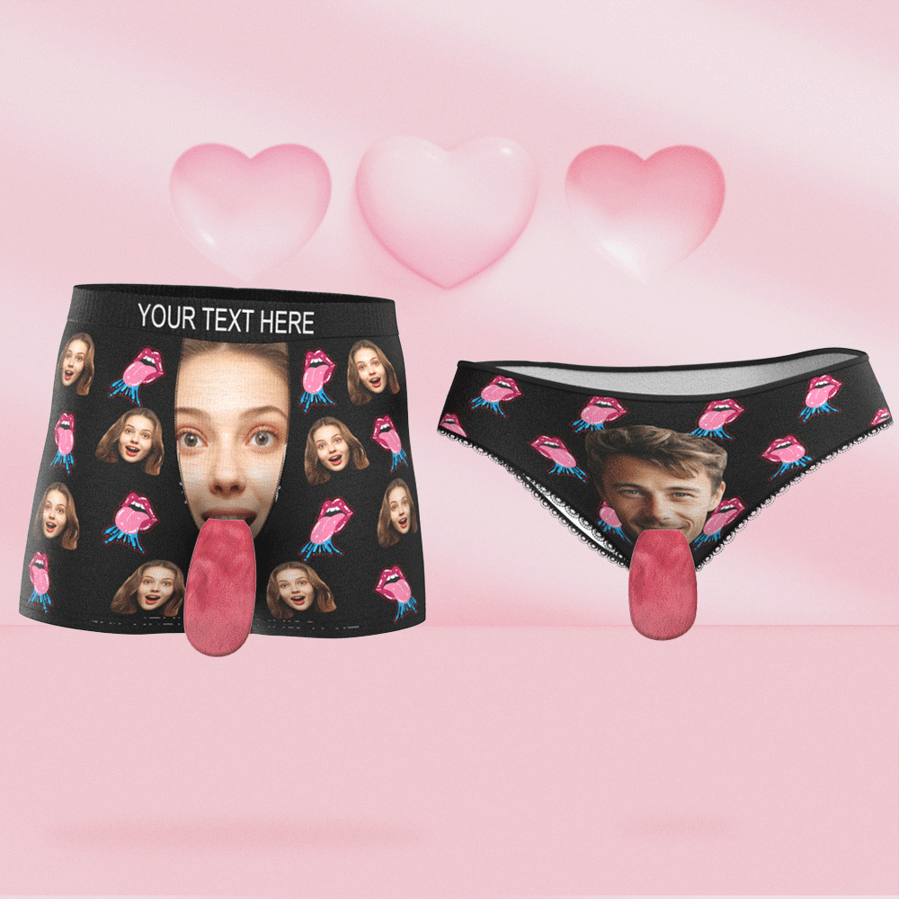Custom Face Underwear Personalized Magnetic Tongue Underwear Sexy Lips Valentine's Day Gifts for Couple - MyFaceSocksUK