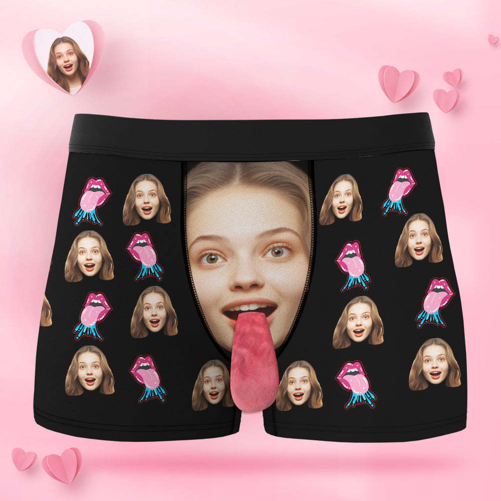 Custom Face Underwear Personalized Magnetic Tongue Underwear Sexy Lips Valentine's Day Gifts for Couple - MyFaceSocksUK
